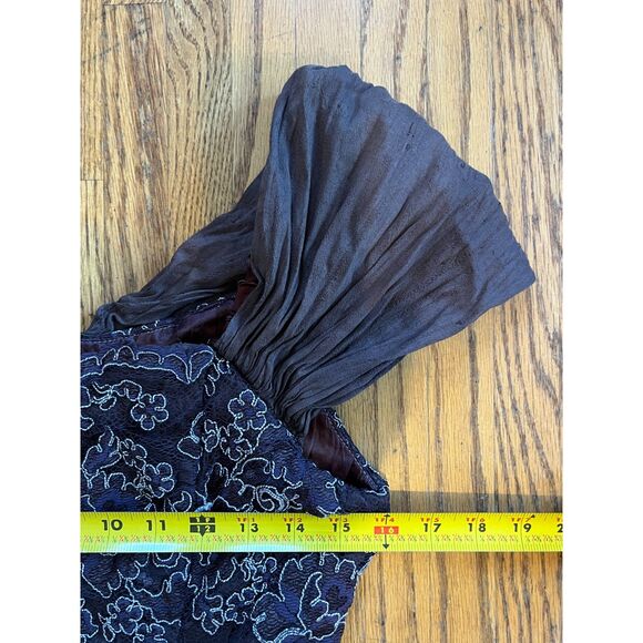 Vintage Jessica McClintock Brown Western Beaded Gown Dress  Women's Size 16 - Picture 11 of 13